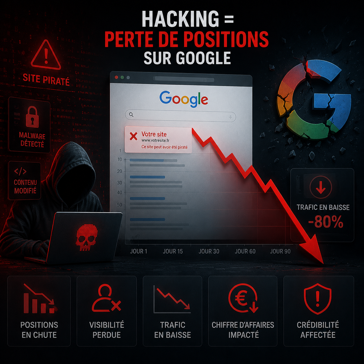 Risque de perdre son référencement google suite au hacking de votre site web