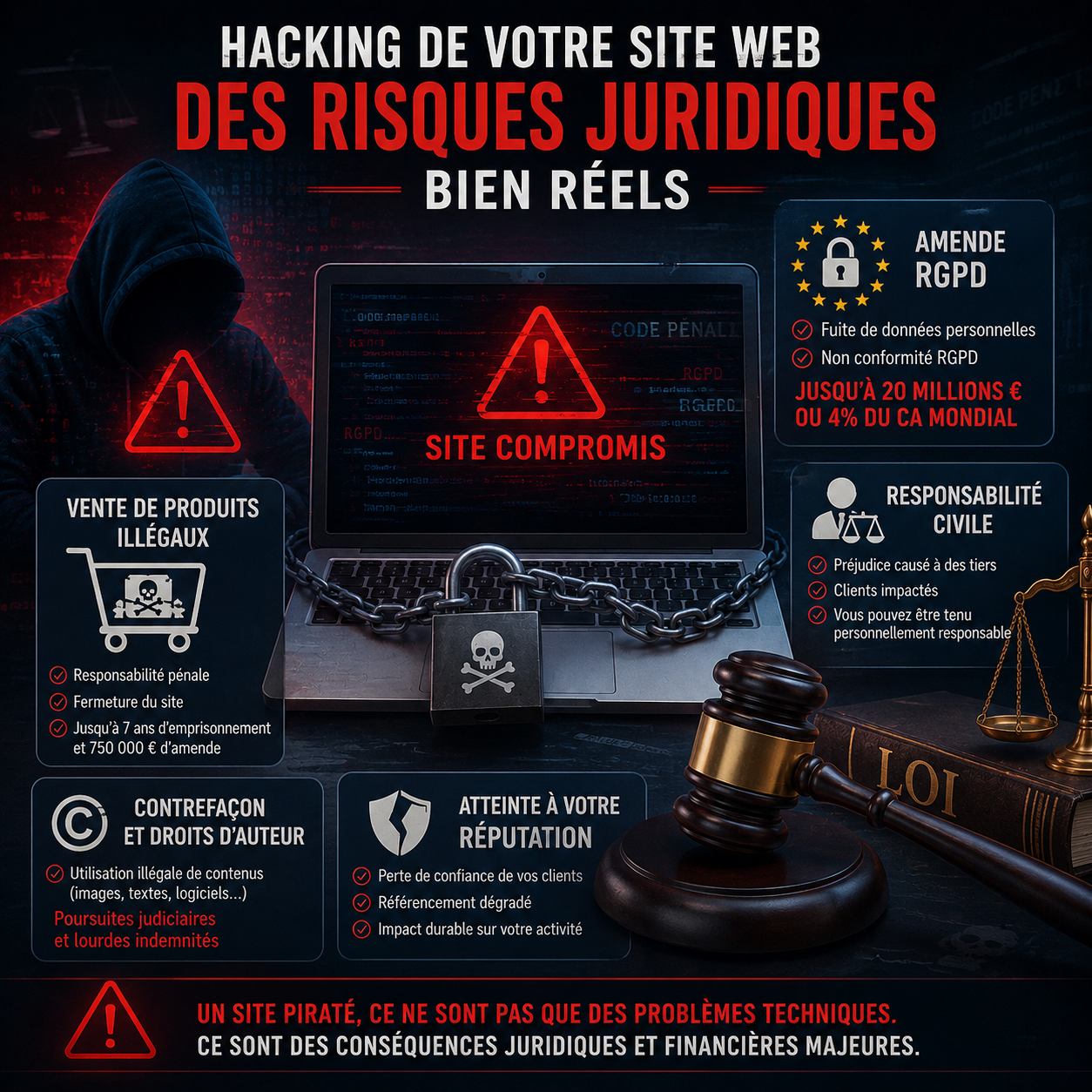 Risques juridiques associés au hacking de site web